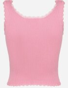 rosa Tank Top Roz cu Bordură Decorativă de Dantelă Aritvea