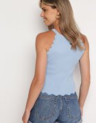rosa Top Albastru Clasic din Material Reiat cu Vâscoză și Finisaj Decorativ Grunvia