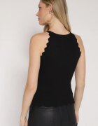 rosa Top Negru Clasic cu Material Reiat cu Viscoză și Finisaj Decorativ Grunvia