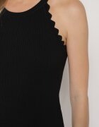 rosa Top Negru Clasic cu Material Reiat cu Viscoză și Finisaj Decorativ Grunvia