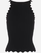 rosa Top Negru Clasic cu Material Reiat cu Viscoză și Finisaj Decorativ Grunvia