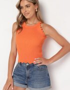 rosa Top Portocaliu Clasic din Material Reiat cu Viscoză și Finisaj Decorativ Grunvia