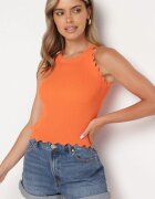 rosa Top Portocaliu Clasic din Material Reiat cu Viscoză și Finisaj Decorativ Grunvia