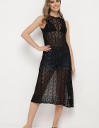 rosa Tunică Ajourată Neagră Boho fără mâneci Kimalia