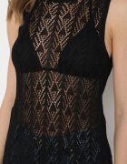 rosa Tunică Ajourată Neagră Boho fără mâneci Kimalia