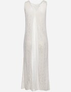 rosa Tunică Albă Ajurată Boho fără Mâneci Kimalia