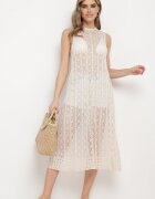 rosa Tunică Bejă Ajourată Boho fără mâneci Kimalia