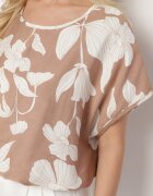 rosita Bluză Bej cu croială tip liliac din in și viscoză decorată cu zirconii Rinelitia