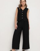 rosita Compleu negru tip costum cu in decorat cu zirconii Vestă și Pantaloni Rederose