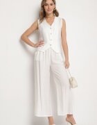 rosita Costum Alb cu In Decorat cu Zirconii Vestă și Pantaloni Rederose