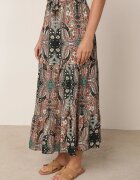 rosita Fustă Bej-Neagră din Viscoză cu model Paisley Ellishea