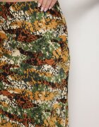 rosita Fustă Verde din Vascoză cu Talie Înaltă și Model Abstract Rinalisa