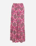 rosita Pantaloni largi din viscoză cu talie înaltă mov închis cu imprimeu ornamental Zlamelia