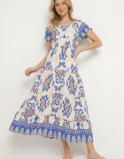 rosita Rochie Albastră Din Viscoză cu Model Geometric Cleanna
