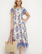 rosita Rochie Albastră Din Viscoză cu Model Geometric Cleanna