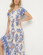 rosita Rochie Albastră Din Viscoză cu Model Geometric Cleanna