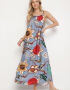 rosita Rochie Albastră florală din Vâscoză și In Rinetia