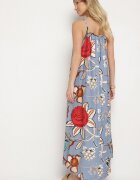 rosita Rochie Albastră florală din Vâscoză și In Rinetia