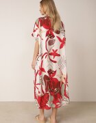 rosita Rochie din viscoză cu croială boxy și model vegetal Peredeia Roșie