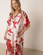 rosita Rochie din viscoză cu croială boxy și model vegetal Peredeia Roșie