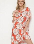 rosita Rochie Portocalie Dreaptă din in și viscoză cu imprimeu floral Rinosea