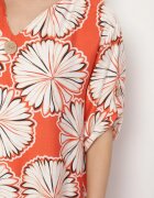 rosita Rochie Portocalie Dreaptă din in și viscoză cu imprimeu floral Rinosea