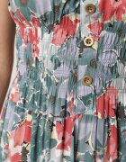 rosita Rochie vâscoză Midi verde-albastră cu volan și cu imprimeu floral Exordia