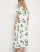 rosita Rochie Verde-Bej din In și Viscoză cu croială tip cutie Sadirene