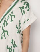 rosita Rochie Verde-Bej din In și Viscoză cu croială tip cutie Sadirene