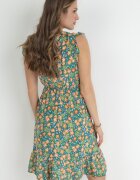 rosita Rochie verde cloș din viscoză cu imprimeu floral Evalis