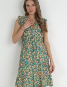 rosita Rochie verde cloș din viscoză cu imprimeu floral Evalis