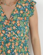 rosita Rochie verde cloș din viscoză cu imprimeu floral Evalis