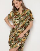rosita Rochie Verde Tip cutie din Vâscoză cu Decolteu în V Rinalissa