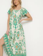 rosita Rochie Verde Viscoză cu Model Geometric Cleanna