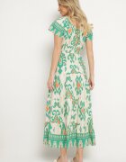 rosita Rochie Verde Viscoză cu Model Geometric Cleanna
