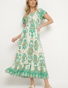 rosita Rochie Verde Viscoză cu Model Geometric Cleanna