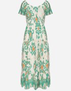 rosita Rochie Verde Viscoză cu Model Geometric Cleanna