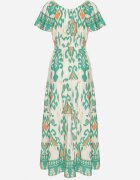 rosita Rochie Verde Viscoză cu Model Geometric Cleanna