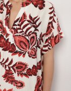 rosita Rochie vișinie dreaptă cu buzunare cu vâscoză și in cu imprimeu floral Boho Natundelia