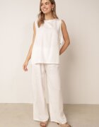 rosita Set minimalist din vâscoză și in bluză fără mâneci și pantaloni Lareia Alb