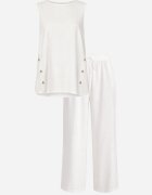 rosita Set minimalist din vâscoză și in bluză fără mâneci și pantaloni Lareia Alb