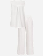 rosita Set minimalist din vâscoză și in bluză fără mâneci și pantaloni Lareia Alb