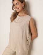 rosita Set minimalist din vâscoză și in bluză fără mâneci și pantaloni Lareia Bej