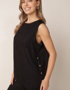 rosita Set minimalist din vâscoză și in bluză fără mâneci și pantaloni Lareia Negru