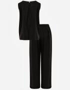 rosita Set minimalist din vâscoză și in bluză fără mâneci și pantaloni Lareia Negru