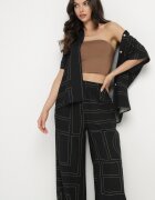 rosita Set Negru cu In și Vâscoză Cămașă și Pantaloni cu Model Geometric Fevoline