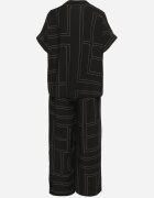 rosita Set Negru cu In și Vâscoză Cămașă și Pantaloni cu Model Geometric Fevoline