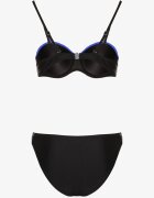 rosse line Bikini Albastru-Negru Slip și Sutien Întărit Decorat Cu Fir Metalic Artellia