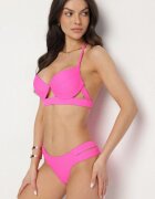 rosse line Bikini Fucsia Sutien și Chiloți Tip Slip Decorate Cu Decupaje Kinlira