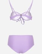 rosse line Bikini Mov Sutien și Chiloți tip Figi cu Talie Înaltă Decorat cu Plasă Kinetia